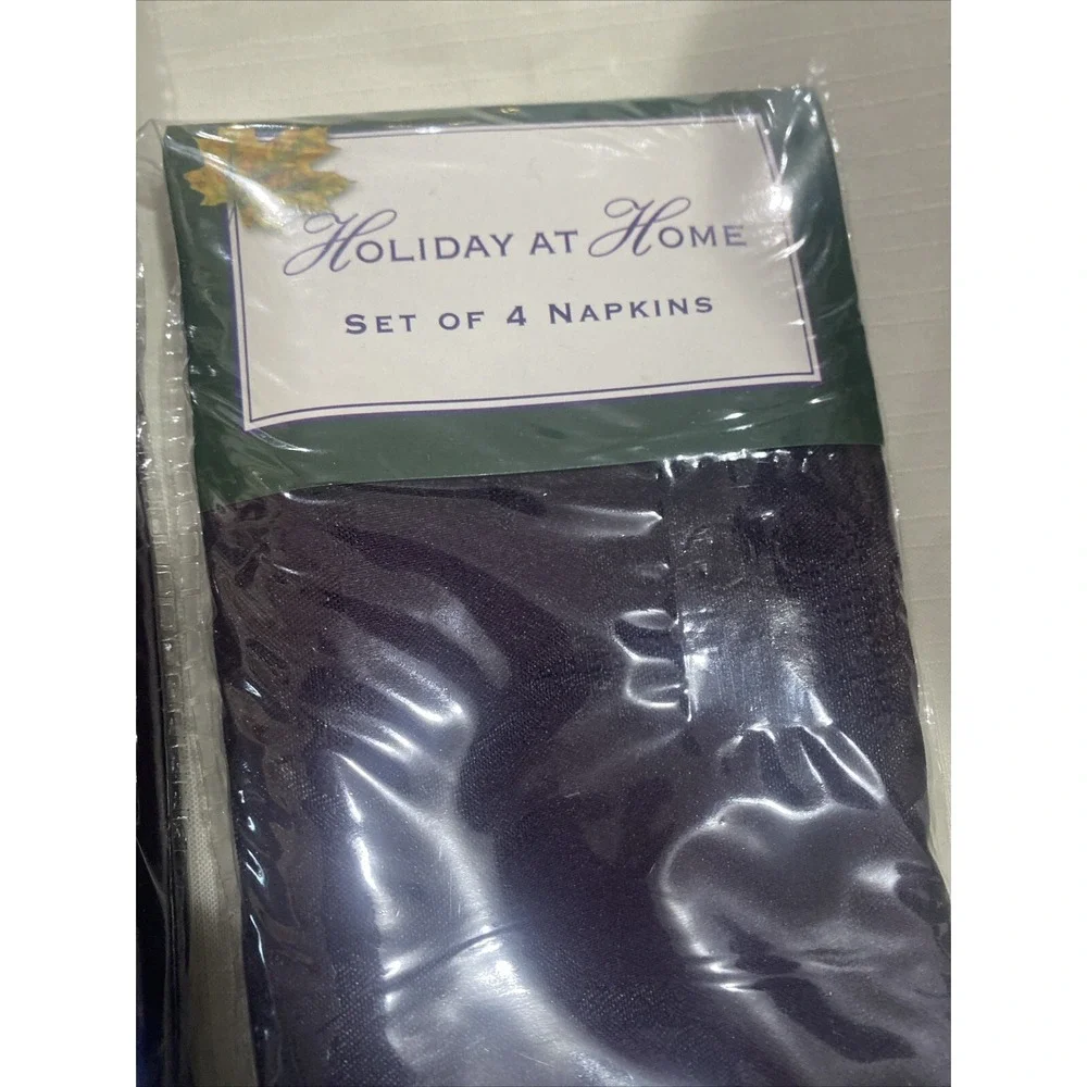 Harvest‎ Table Cloth & 4 Napkins Linens Purple Holiday At Home 60